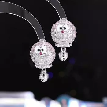 милые серьги-гвоздики в виде мультяшного кота для женщин, серебряные иглы 925 пробы, слегка инкрустированные циркониевым темпераментом, милые модные серьги