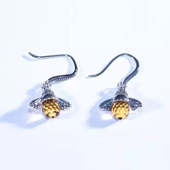 Милые серьги из стерлингового серебра S925 с изображением пчелы, женские серьги с кристаллами циркония и животными серебряный