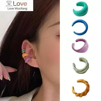 Милые серьги-клипсы конфетного цвета для женщин и девушек, летние серьги-клипсы Kawaii, цветные серьги-клипсы без пирсинга, 1 шт.