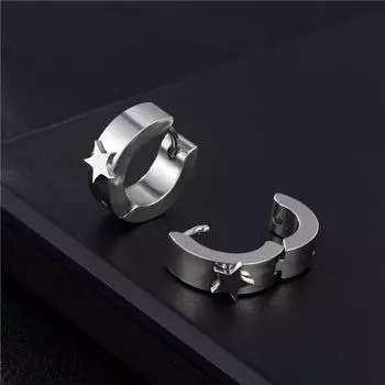 Милые серьги-кольца со звездами, женские и мужские круглые серьги из нержавеющей титановой стали, подарок для друзей, украшения для пирсинга ушей