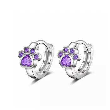 Милые серьги-кольца в виде кошачьих лапок, синие серьги с кубическим цирконием для девочек, минималистичный подарок синий