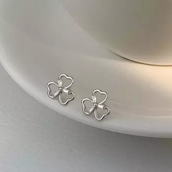 Милые серьги-крокодилы «Супер Фея Полая Любовь» с тремя листочками, маленькие лесные серьги в студенческом стиле