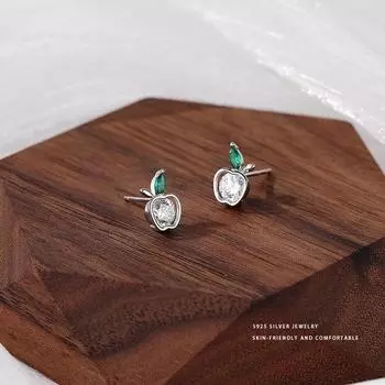 Милые серьги-яблоки из циркония для женщин, серьги с нишевым дизайном, мир и благословение