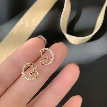 Милые серьги с изображением лося из стерлингового серебра 925 пробы, женские изысканные и простые серьги с бриллиантами, подходящие для поездок на работу 925