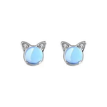 Милые серьги с котятами ранней весны, нишевый дизайн, нежные и милые, постепенные изменения, очень красивые серьги с котом цвета голубой воды