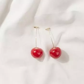 Милые серьги супер феи с красной вишней и сердечками для девочек, длинные красивые подарочные индивидуальные женские серьги red cherry