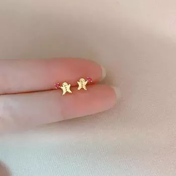 Милые серьги в виде пряничного человечка Рождественские серьги в виде снеговика Бисквитный человечек Простые серьги золотой