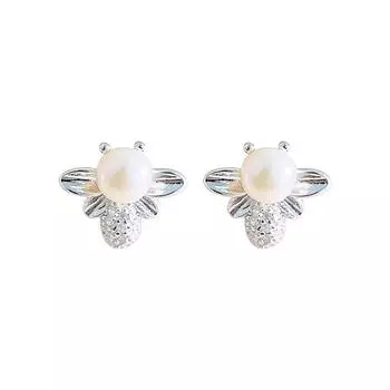 Милые серьги в виде жемчуга в виде пчелы для женщин с изысканными и универсальными легкими роскошными маленькими серьгами в виде животных