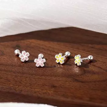 Милые серьги-винты в виде цветка, женские, в лесном стиле, в пасторальном стиле, милые серьги против выпадения