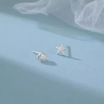 Милые серьги-звездочки в виде ракушек, простые, маленькие, свежие, асимметричные, трендовые серьги Ins