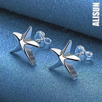 Милые серьги-звезды из стерлингового серебра 925 пробы для вечеринки, модные свадебные украшения 1.00*1.20cm