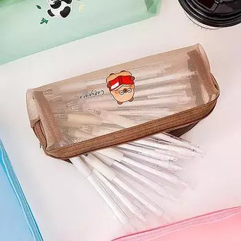 Милые сетчатые пеналы с рисунком животных из мультфильмов, пенал Kawaii, прозрачная сумка для ручек, большая вместимость, сумка для хранения канцелярских принадлежностей, подарки A3
