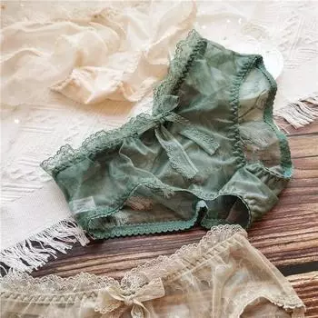 Милые сексуальные трусы, милые сетчатые кружевные трусики с бантом, соблазнительные трусики с низкой талией, женское нижнее белье One Size