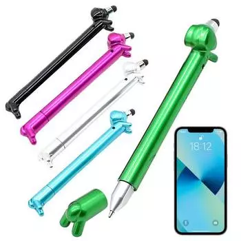 Милые шариковые ручки, ручки в виде таксы, 1 мм, черные чернила, мультяшные ручки с собаками для школы, офиса, емкостная сенсорная ручка для планшетов, телефонов серебряный