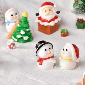 Милые смоляные рождественские украшения, мультяшный Санта-Клаус, снеговик, настольные маленькие украшения, миниатюрная фигурка, украшение для рабочего стола в офисе A5