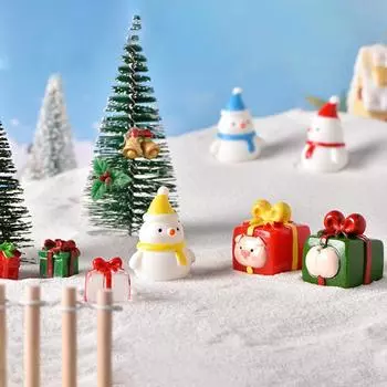 Милые смоляные рождественские украшения, рождественские микро-пейзажные украшения, мультяшный снеговик, настольные маленькие украшения, аксессуары, подарки