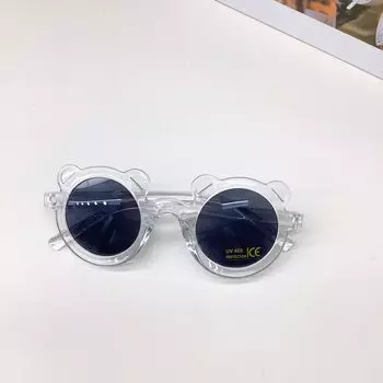 Милые солнцезащитные очки Bear Girl, классические солнцезащитные очки для вечеринок и прогулок, детские солнцезащитные очки с защитой от солнца Uv400, солнцезащитные очки Tide прозрачный белый