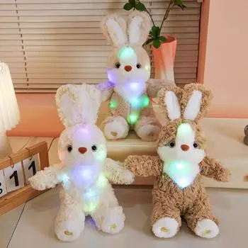 Милые спящие куклы-животные в нагрудниках, кролики, светящиеся, звукозаписывающие, мягкие, удобные, мягкие игрушки, подушки, подарок для ребенка 35cm