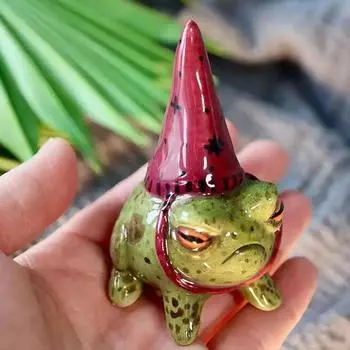Милые статуэтки лягушек для сада, шляпа ведьмы, маленькая статуэтка лягушки, статуэтка из смолы, скульптура для дворового искусства, расписанная вручную бонсай-орнамент