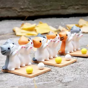 Милые статуи кошек, пластиковый мультяшный держатель для телефона для Iphone, универсальная настольная подставка для сотового телефона, подставка для планшета, поддержка мобильных мини-украшений