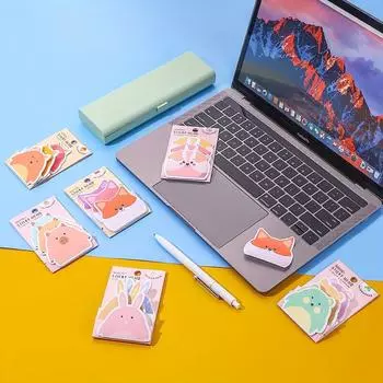 Милые стикеры для заметок, 6 шт., мультяшные самоклеящиеся блокноты с животными, 270 листов, товары для дома, офиса, школы, подарки 6pcs