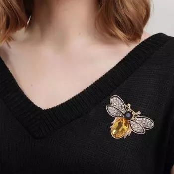 Милые стразы, брошь из искусственного камня, булавка в форме пчелы, костюм, шаль, шарф, значок, износостойкая пряжка из искусственного шелка, модные аксессуары красный