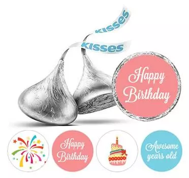 Милые сувенирные этикетки на конфеты «Поцелуи» 190 шт. потрясающие годы на день рождения 0.75 Inches Diameter красный
