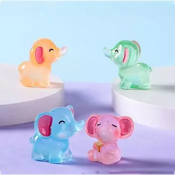 Милые светящиеся мини-слоны, слоны ручной работы, микропейзажные украшения, аксессуары 4