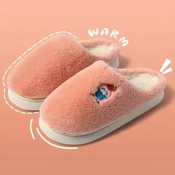 Милые тапочки с рисунком из мультфильмов, повседневные тапочки с плюшевой подкладкой, удобные домашние тапочки 36-37 белый