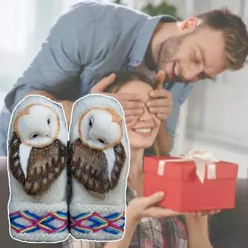 Милые теплые скандинавские тканые шерстяные варежки с совами, женские перчатки, зимние вязаные перчатки