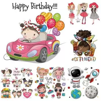 Милые термонаклейки для девочек, детские милые наклейки, художественные ремесла, глажка одежды, аппликация, аксессуар «сделай сам», термоклеящаяся заплата