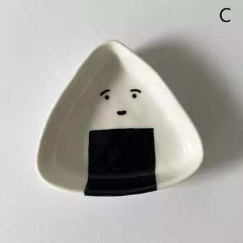 Милые точки кунжута Керамический диск Треугольный рисовый шарик Ароматизированная тарелка Простота Бытовая креативная кастрюля Форма для макания Уксусный диск