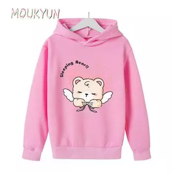 Милые толстовки для девочек 6 цветов 100-160 мультяшный медведь детская толстовка 100 розовый