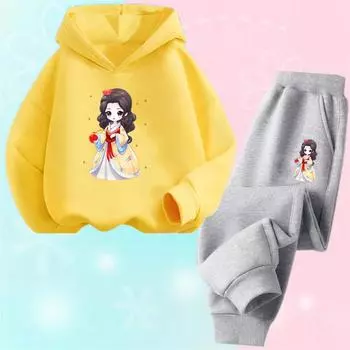 Милые толстовки и штаны с принтом мультяшного кота для девочек, комплекты одежды, костюмы для девочек, милые топы для детей, наряды для девочек, спортивные костюмы 100
