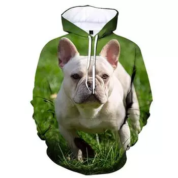 Милые толстовки с изображением французского бульдога с 3D-принтом, мужская мода, повседневная толстовка с длинными рукавами, уличная толстовка, детская осенняя одежда S