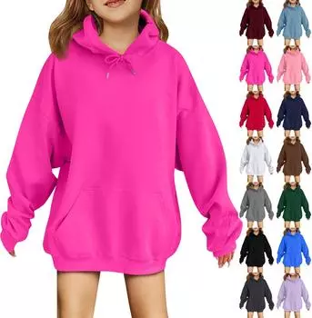 Милые толстовки с капюшоном для девочек-подростков. Модные опрятные толстовки с капюшоном. Рубашки с длинным рукавом больших размеров. Одежда для девочек. 130 синий