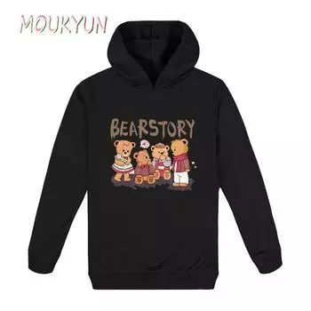 Милые толстовки с капюшоном «Медведь», 4 цвета, 100-160, детский повседневный свитер с длинными рукавами, детские толстовки 100 чёрный