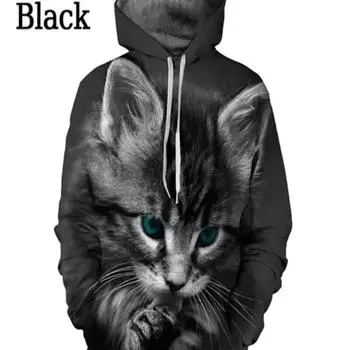 Милые толстовки с принтом кота с 3D-принтом для мужчин, хипстерские толстовки с забавными котами, толстовки с капюшоном, повседневные уличные топы S