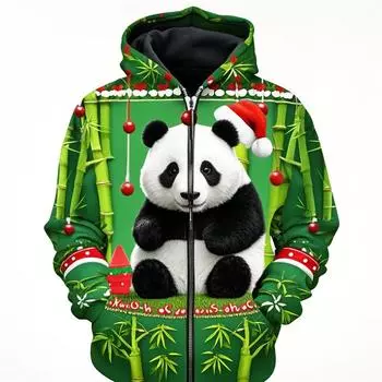 Милые толстовки с рисунком панды для мужчин Y2k, новые 3D-принты, рождественские толстовки на молнии с капюшоном, модная осенне-зимняя одежда больших размеров для детей и мужчин S