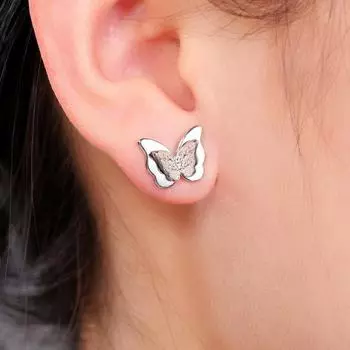 Милые трехмерные серьги-бабочки для женщин, студенческие серьги с животными для подарков на день рождения подруги золотой