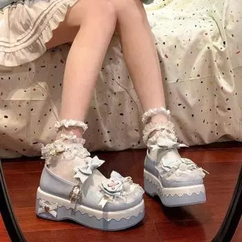 Милые туфли Мэри Джейн на толстом каблуке с круглым носком в японском стиле, женская повседневная обувь, мягкие и удобные ботинки для униформы JK 35 синий