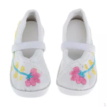 Милые туфли с вышивкой / 3 куклы BJD, аксессуары для одевания, белые