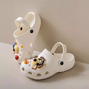 Милые туфли в форме щенка, женская летняя одежда, наступающая на дерьмо, модные, универсальные, баотоу, пляжные, полутапочки на толстой подошве 36/37 белый