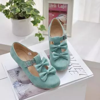Милые туфли в стиле Лолиты, кавайная женская обувь для косплея с бантом и пряжкой на толстом каблуке и круглой головкой, кожаные туфли принцессы Loli Cos Pu 35 бежевый