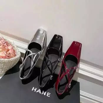 Милые туфли в стиле Лолиты, новые черные туфли на плоской платформе с квадратным носком, модные женские туфли Мэри Джейн из кожи для косплея, студенческие туфли Zapatos Mujer 35 чёрный