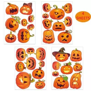 Милые тыквы на окна на Хэллоуин, наклейки для украшения окон на Хэллоуин, самоклеящиеся наклейки на Хэллоуин, товары для вечеринок