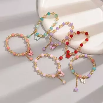 Милые украшения для рук с кулоном в виде бабочки, браслет в корейском стиле, красочный женский браслет для девочек синий