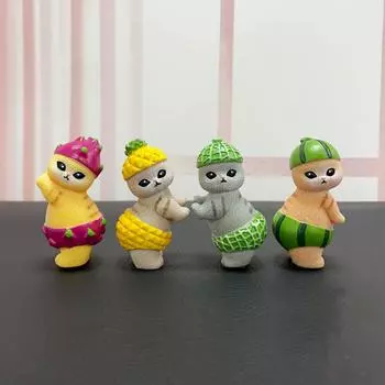 Милые украшения в виде фруктовых кошек для центральной консоли автомобиля, приборной панели, экрана навигатора, украшения для салона автомобиля, аксессуары для дисплея компьютера 4Pcs/Set