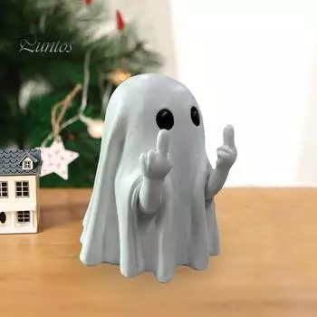 Милые украшения в виде привидения на среднем пальце, статуэтка привидения из смолы, украшение на Хэллоуин, мини-статуэтка привидения, настольный декор для дома и праздников белый