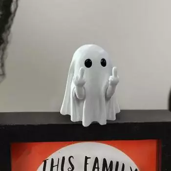 Милые украшения в виде привидения на среднем пальце, статуэтка привидения из смолы, украшение на Хэллоуин, мини-статуэтка привидения, настольный декор для дома и праздников белый
